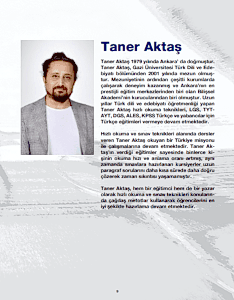 Taner Aktaş Bilişssel Hızlı Okuma Kitabı Yazarı